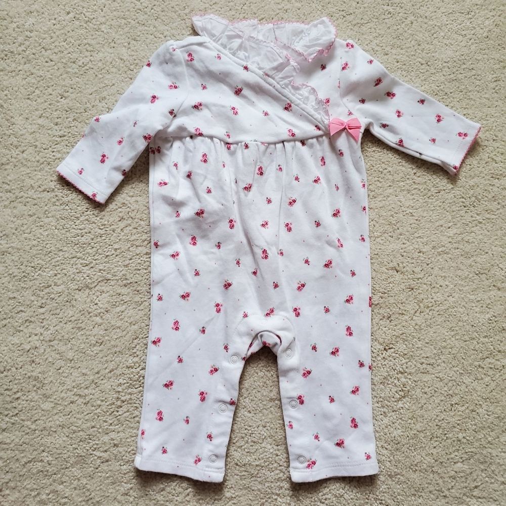 Janie and Jack Baby Girls' Bloom Ruffle Pink Floral One-Piece Outfit sz0-3m